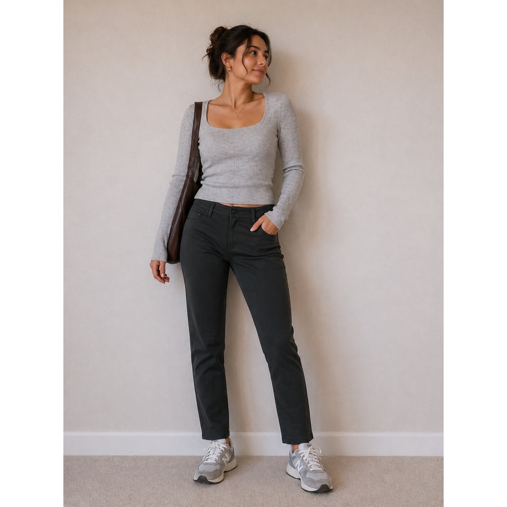 Liverpool Los Angeles Skinny Pants Womens 6/28 Charcoal Grey Mid Rise Stretch